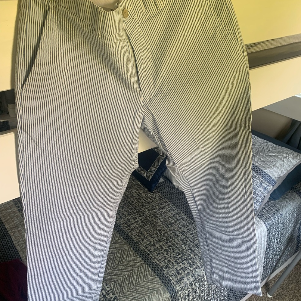 Men's Seersucker Pants - Blue and White